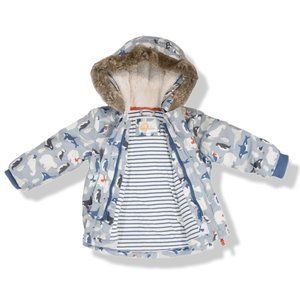 Mini Boden Baby Playful 3-in-1 Padded Jacket, Blue